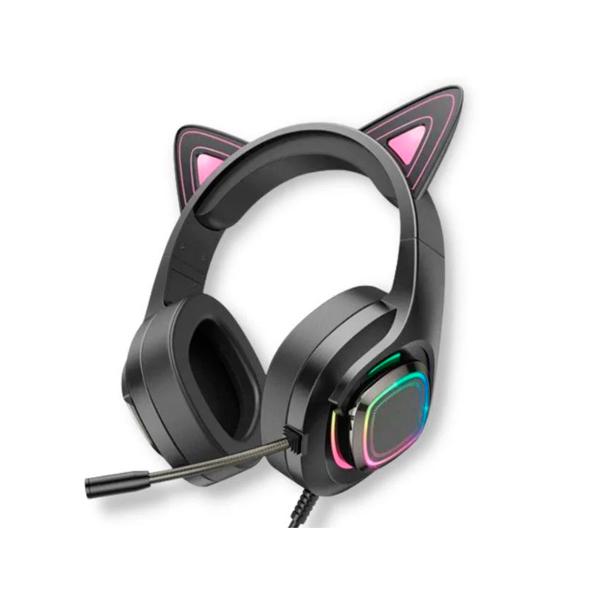 Навушники ігрові XPRO W107 Cute Cat Ear з мікрофоном та RGB підсвічуванням Чорний (38750-01_506)