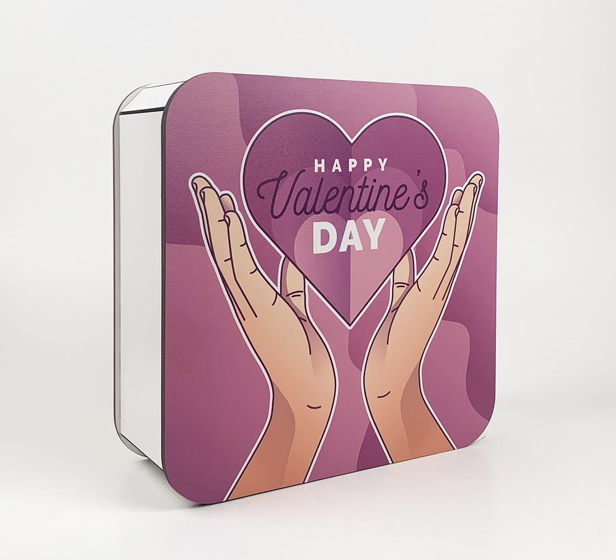 Коробочка квадратна "Happy Valentine's Day" Фіолетовий (5726)