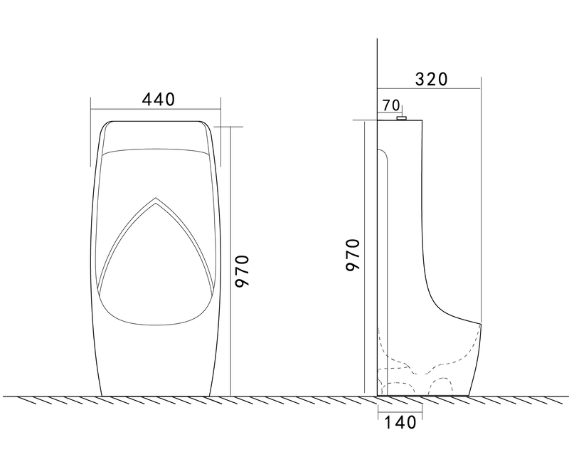 Писсуар MIXXUS Premium BEVEL-0902 напольный с краном для писсуара 440x320x970 мм (OL-MP6666) - фото 6