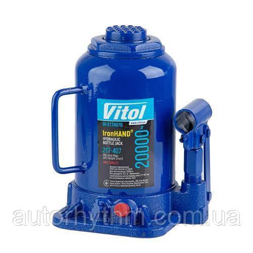 Домкрат гидравлический телескоп IRON HAND 20 т 217-407 мм 9,7 кг (IH-317407D)