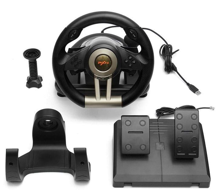 Ігрове кермо PXN V3 Pro 5252396012 з педалями і подвійною вібрацією для ПК на присосках