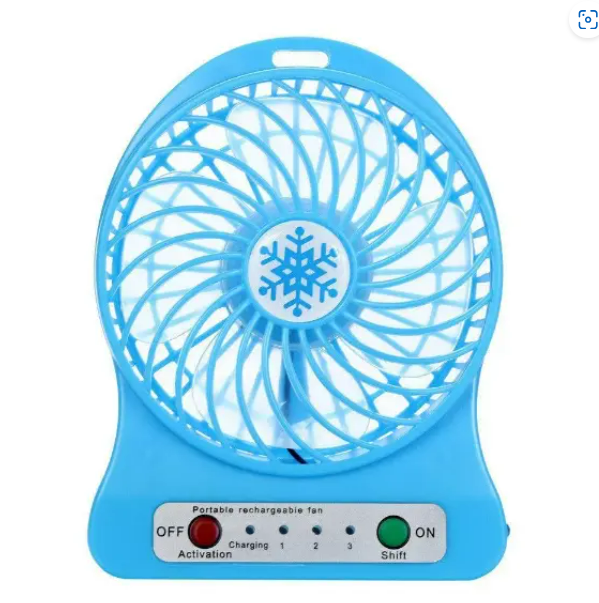 Вентилятор акумуляторний 3 режими Блакитний (4376)
