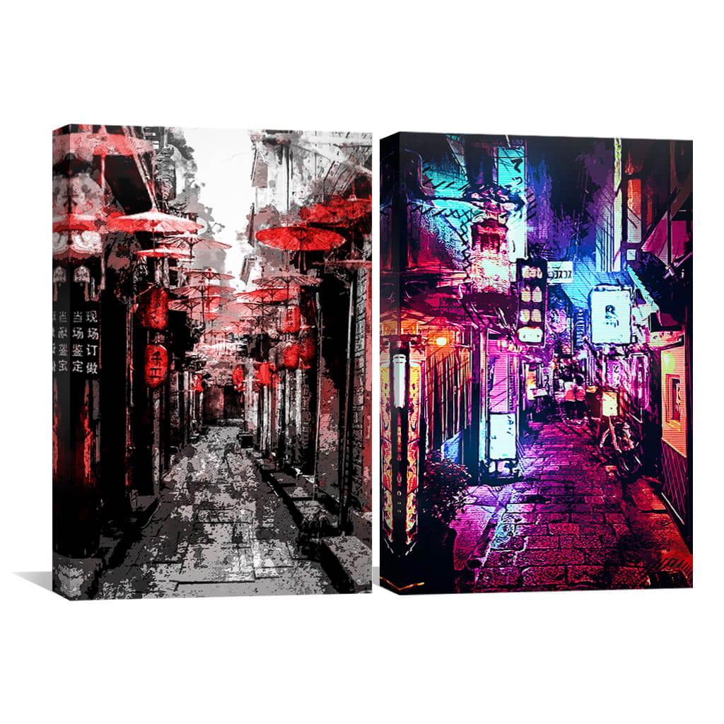 Настенний декор Живописные японские улицы 123x80 см (Y2-24)