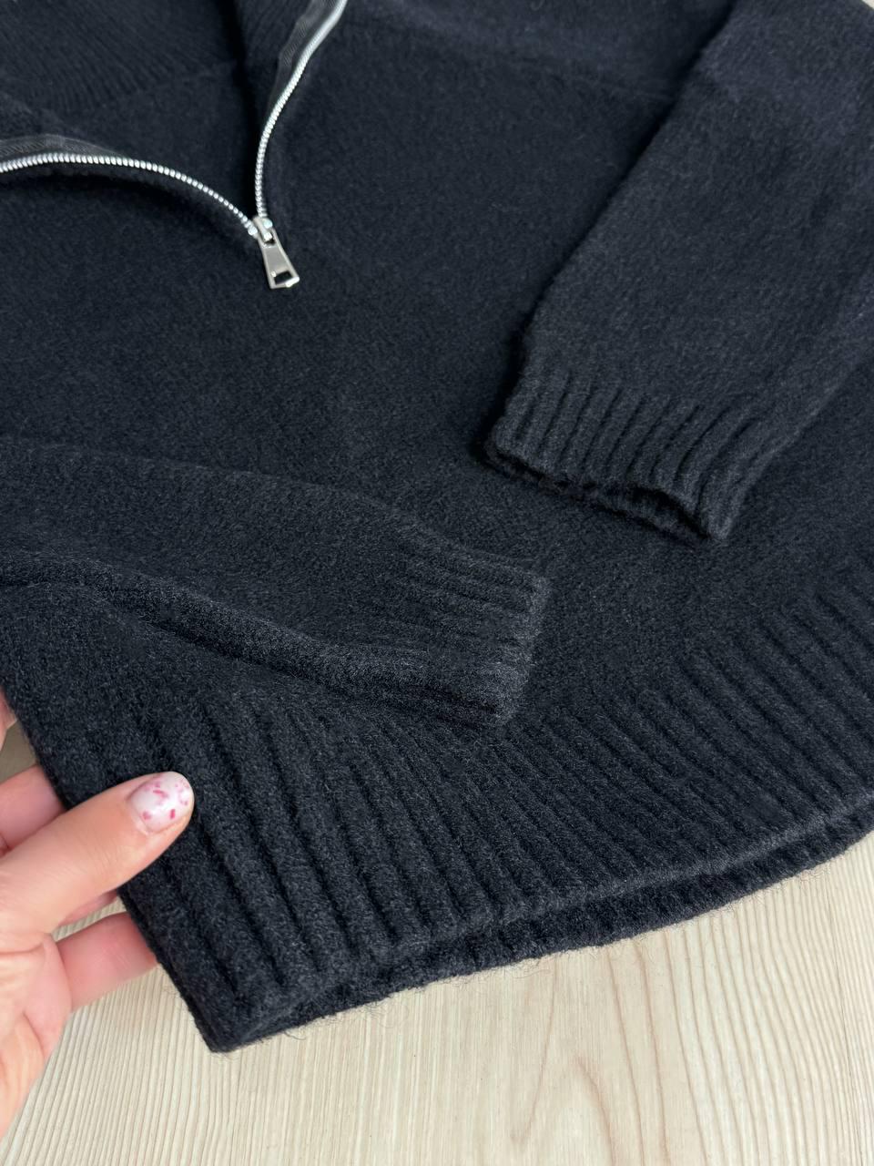 Светр жіночий A-N 1780 з коміром на блискавці OS Чорний (5968) - фото 5