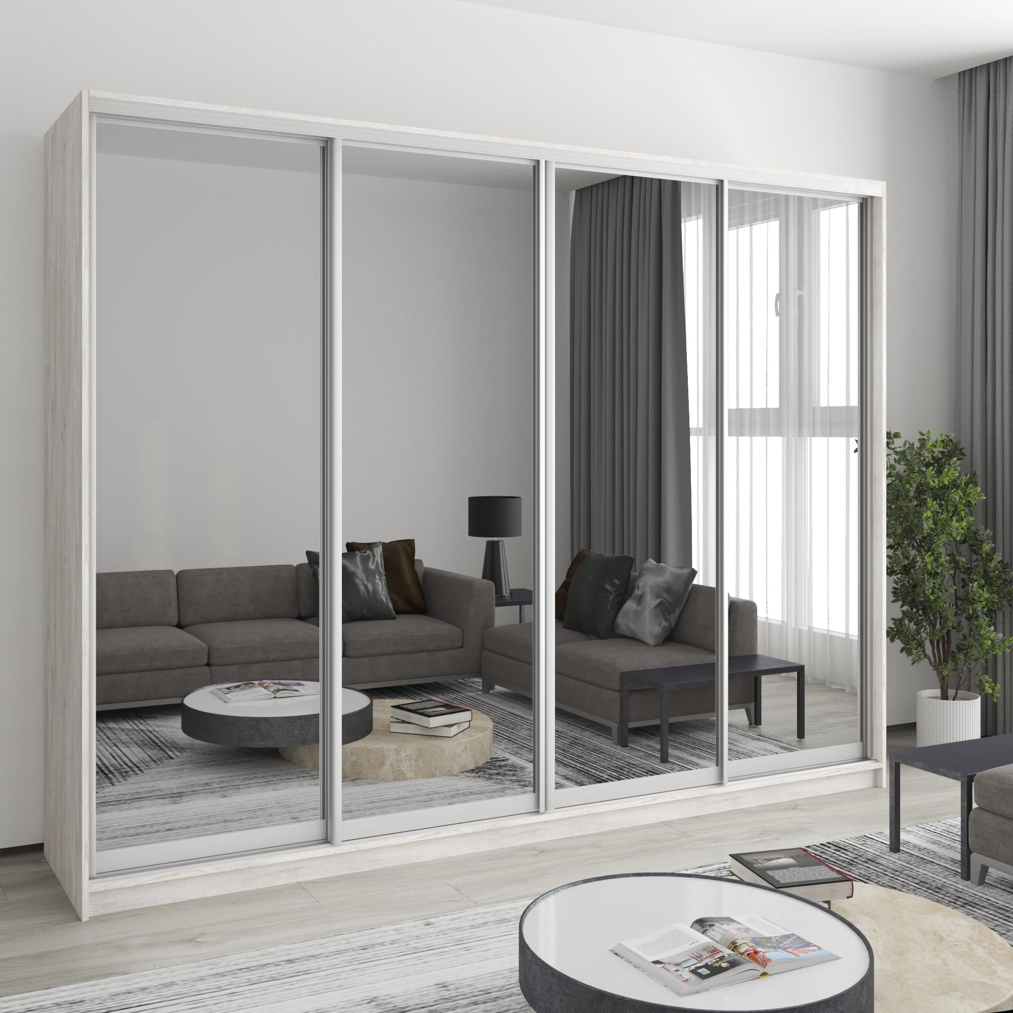 Шкаф-купе четырехдверный MebelStar Комбо AL 4 зеркала 270x60x210 см Аляска серый (MBS-12536)