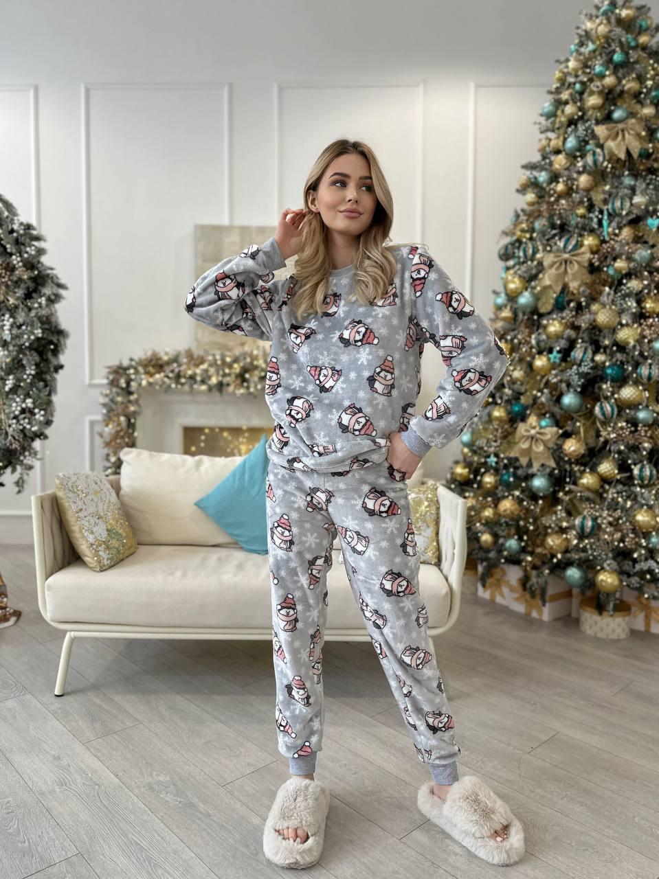 Пижама женская теплая COSY Адели из велсофта S Серый (VEL010S)