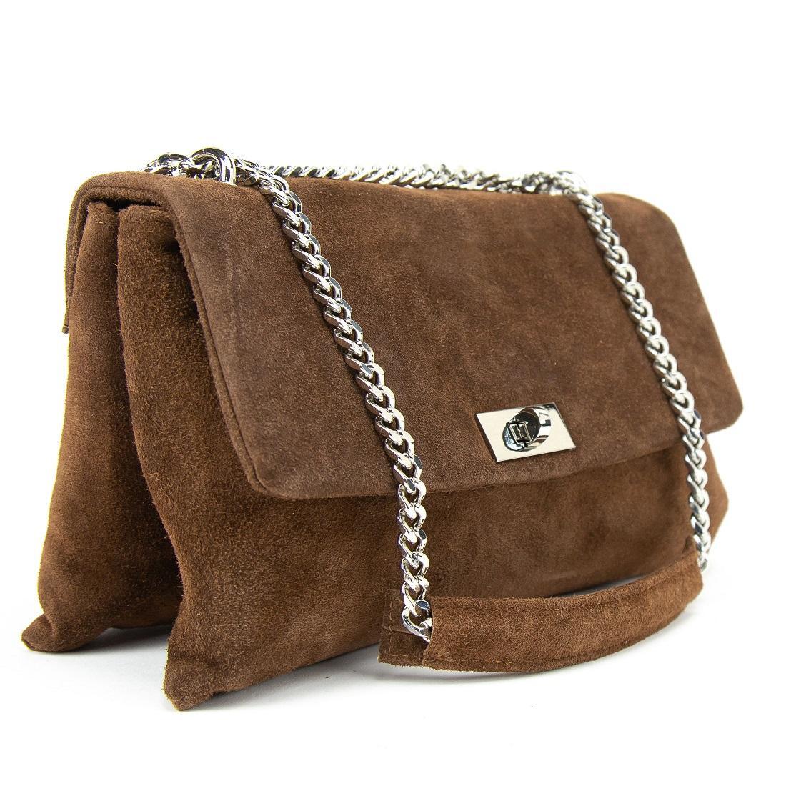 Женская сумка кросс-боди Royal Bag F-IT-8545DB замшевая на цепочке Коричневый (8086) - фото 3 Женская сумка кросс-боди Royal Bag F-IT-8545DB замшевая на цепочке Коричневый (8086) - фото 3