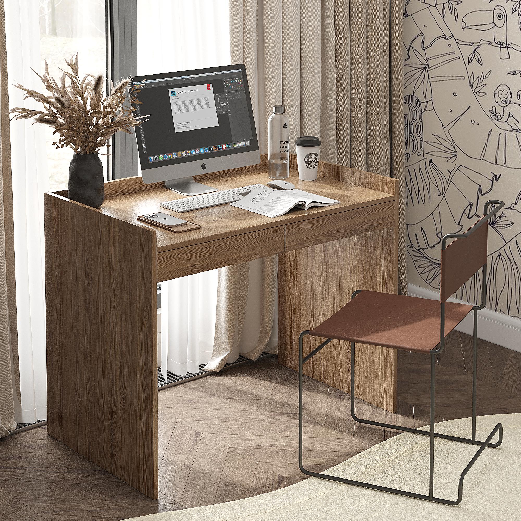 Письменный стол СП-100-б с бортиками и двумя ящиками 800x1000x600 мм Дуб Родос (30654566)