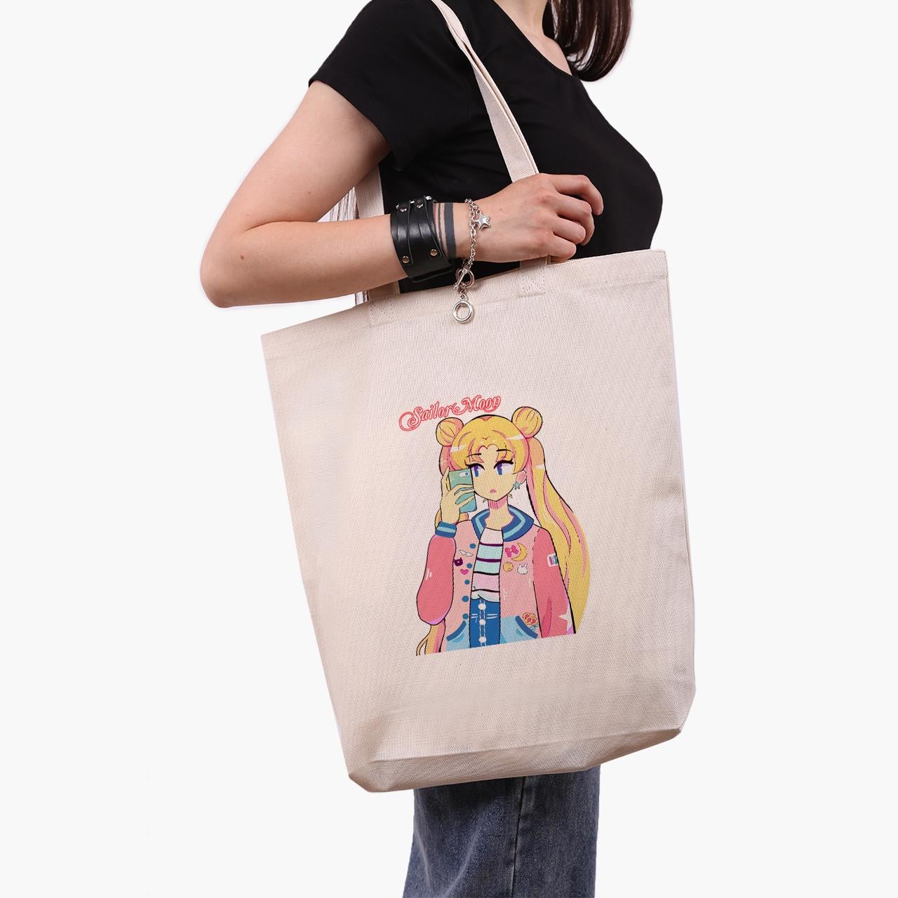 Эко сумка шоппер Sailor Moon 41x39x8 см Бежевый (9227-2924-WTD)