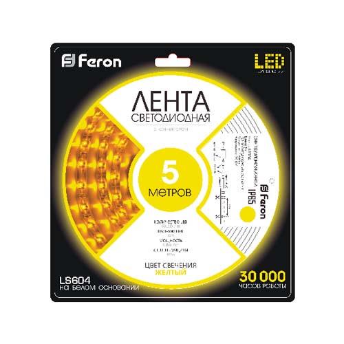 Стрічка Feron SANAN LS604 60SMD м 12V IP65 світлодіодна герметична Жовтий - фото 1