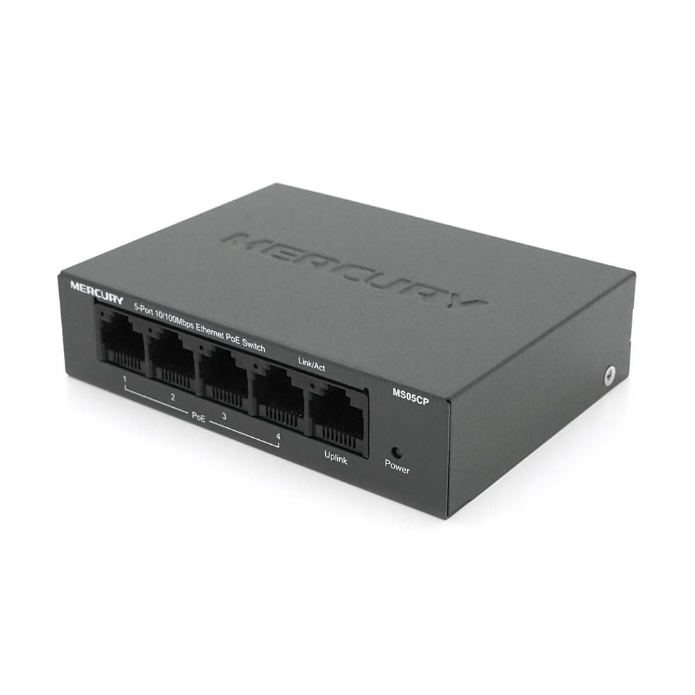 Комутатор PoE Mercury MS05CP 4 порти PoE 1 Ethernet Uplink 10/100 Мбіт/с 48V вбудований БП (YUT_V4586) - фото 3