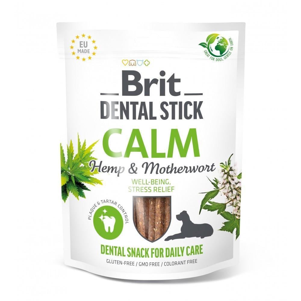 Лакомство для собак Brit Dental Stick Calm успокаивающее с коноплей и пустырником 7 шт. 251 г (1984893889)