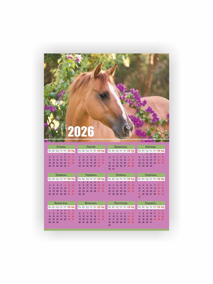 Календар-плакат Vivay Рік коня А3 2026 рік (5535) Календар-плакат Vivay Рік коня А3 2026 рік (5535)