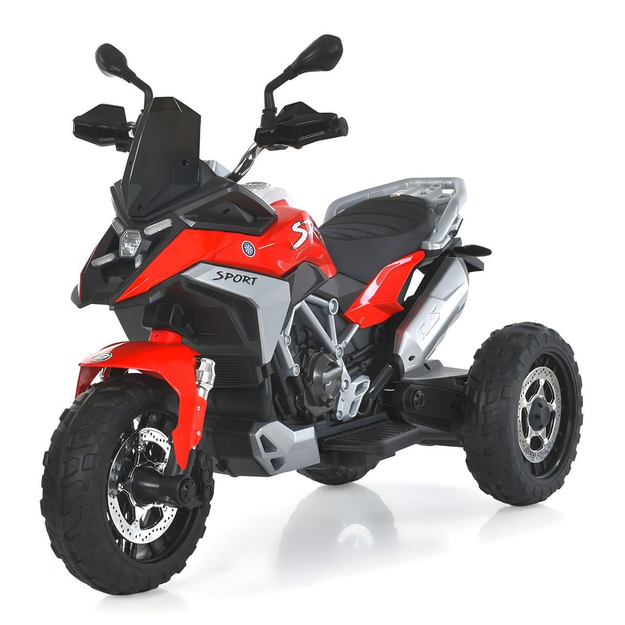 Детский электромотоцикл трехколесный Bambi Racer M 6478EL-3 12V 12Ah/2 мотора 35W/колеса EVA/кожаное сиденье Красный (37990238)