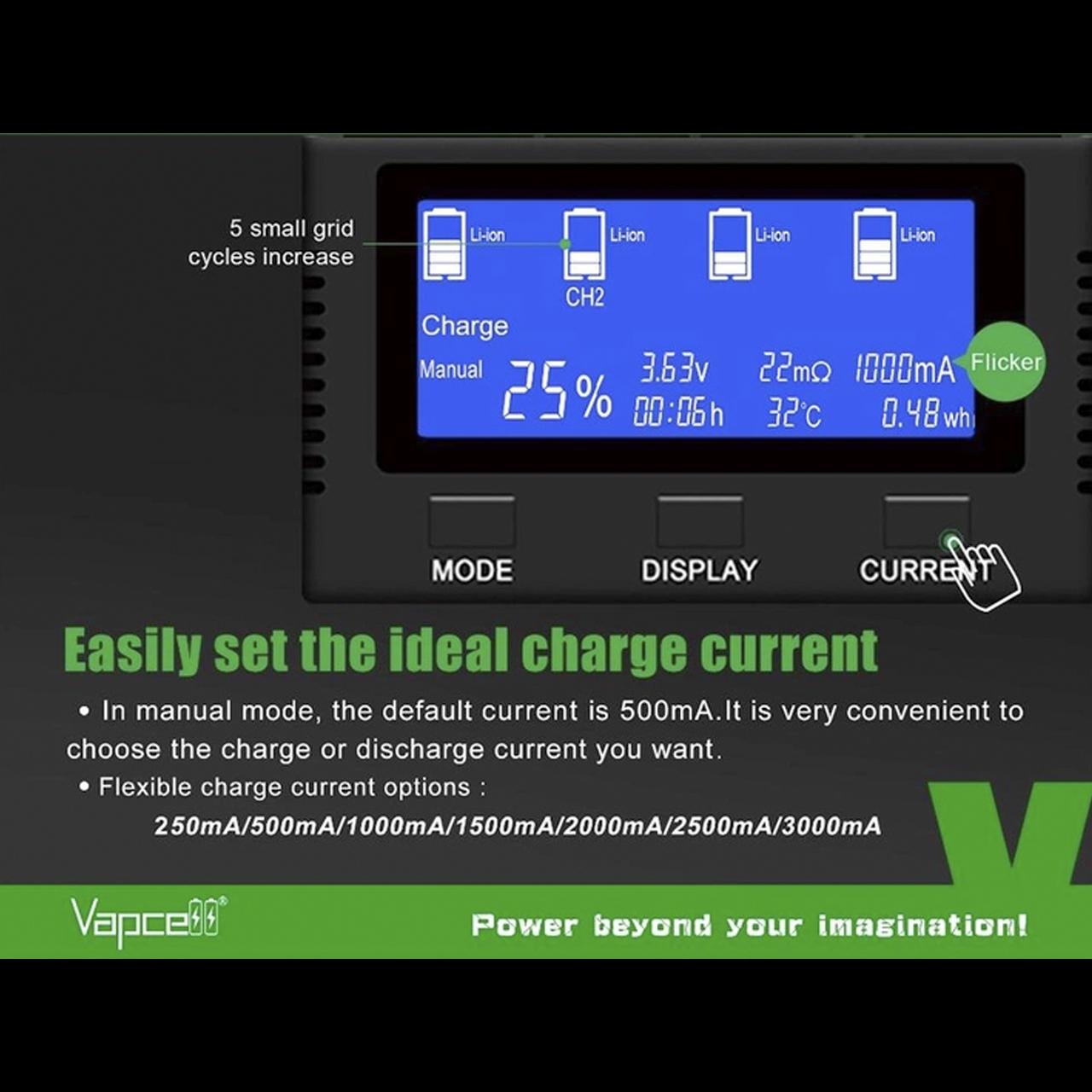 Зарядное устройство Vapcell S4 PLUS V3.0 быстрое для Ni-Mh и Li-Ion 4 канала (1801234) - фото 6