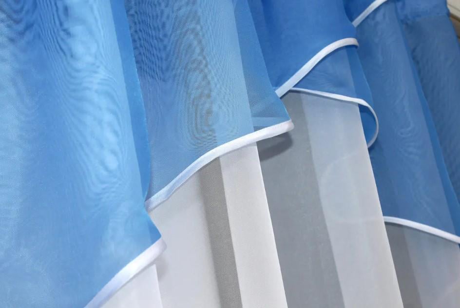 Фіранка на кухню 270х170 см Блакитний/Білий (025к) - фото 5 Фіранка на кухню 270х170 см Блакитний/Білий (025к) - фото 5