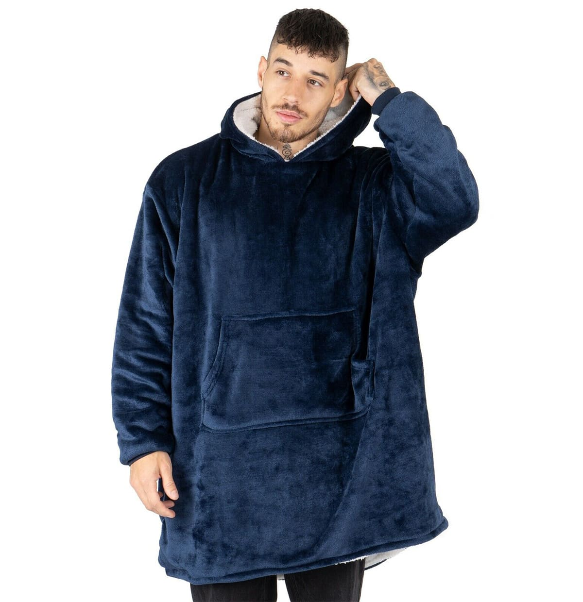 Плед-худи двусторонний с капюшоном Синий (29433494) - фото 3 Плед-худи двусторонний с капюшоном Синий (29433494) - фото 3