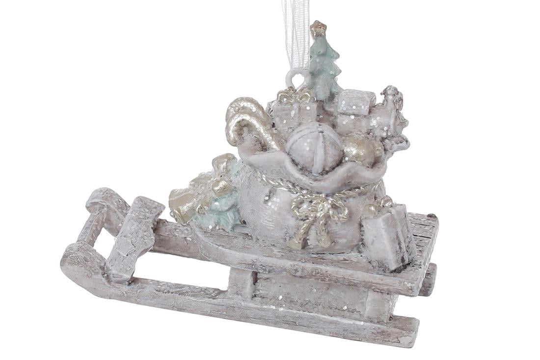 Декоративная фигурка на подвесе BonaDi Санки с подарками 7,5 см (K07-198)