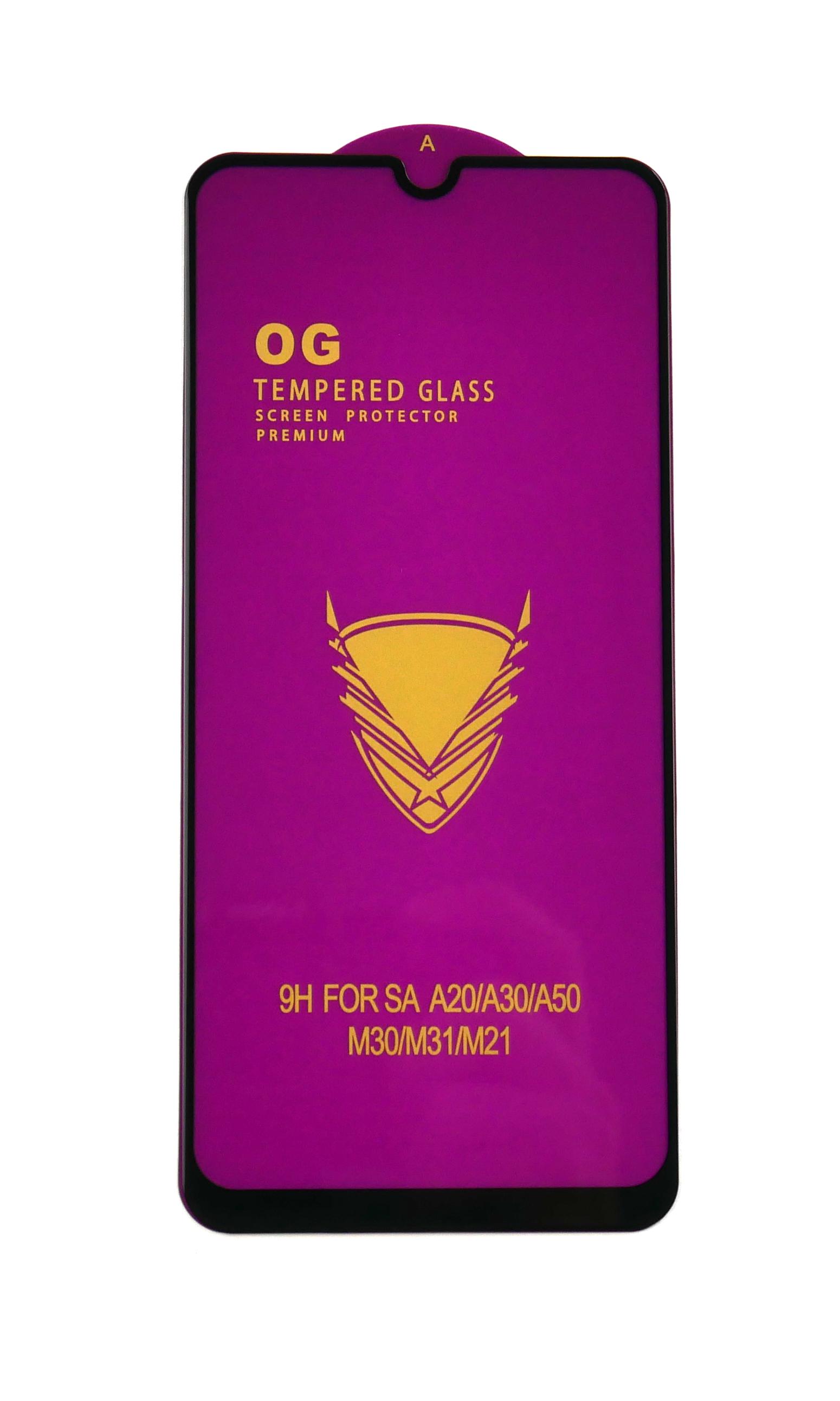 Защитное стекло OG для Samsung A20/A30/A30S/A50/A50S/M30/M30S/M21/M31 в упаковке Black (15785)
