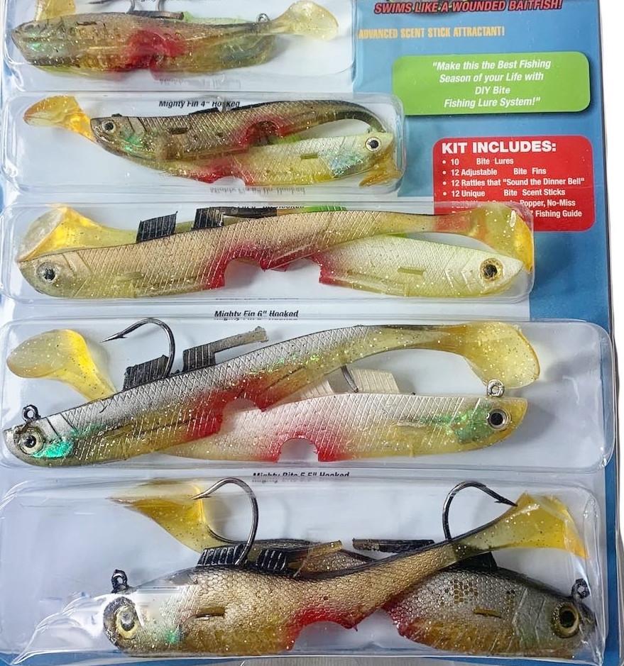 Набор силиконовых приманок DIY BITE со сменными плавниками для ловли хищной рыбы 10 рыбок с крючками (1580107777) - фото 2