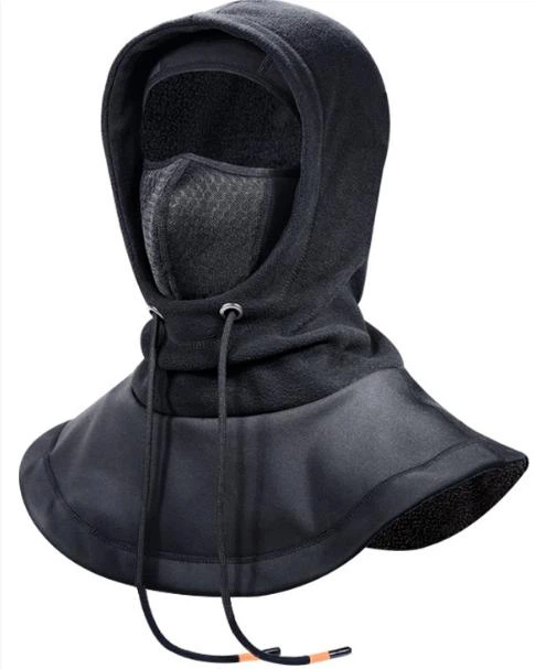 Балаклава-трансформер флисовая теплая на завязках откидной капюшон до -20° с сеткой для дыхания Черный (32154951)