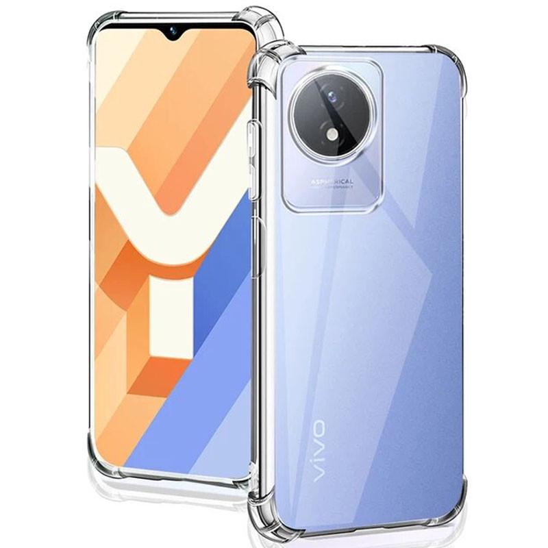 Противоударный TPU Чехол GETMAN Ease logo усиленные углы для Vivo Y02 Бесцветный (прозрачный)