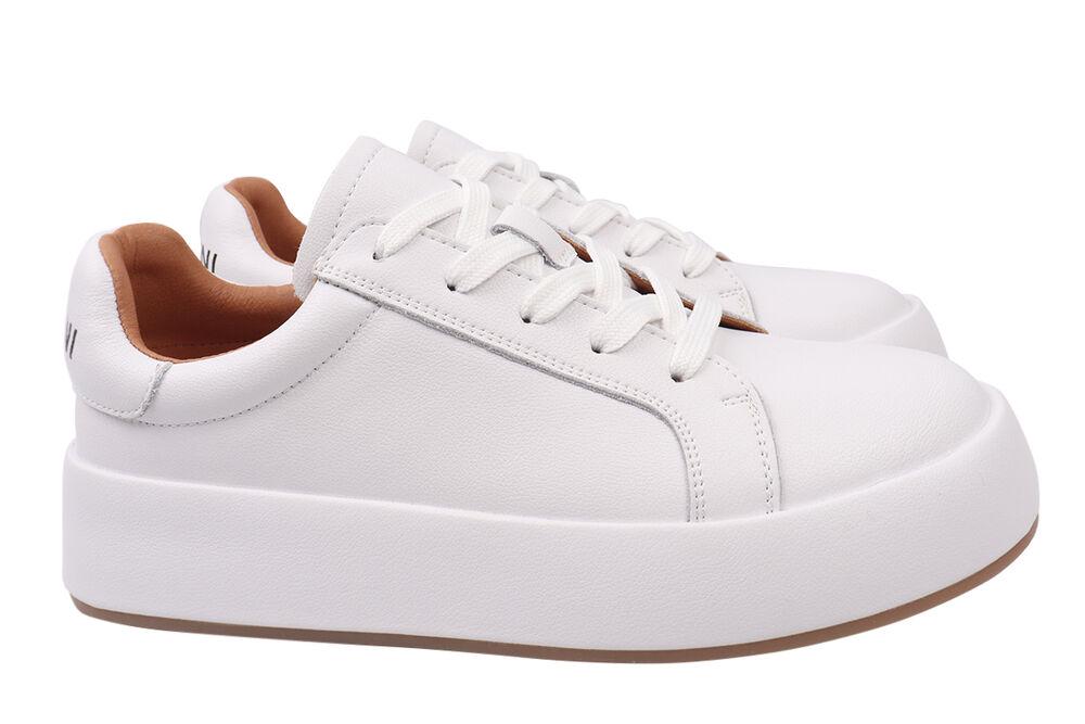 Кеды женские Gifanni из кожи на низком ходу на шнуровке р. 37 Белый (99-21/22DTC)