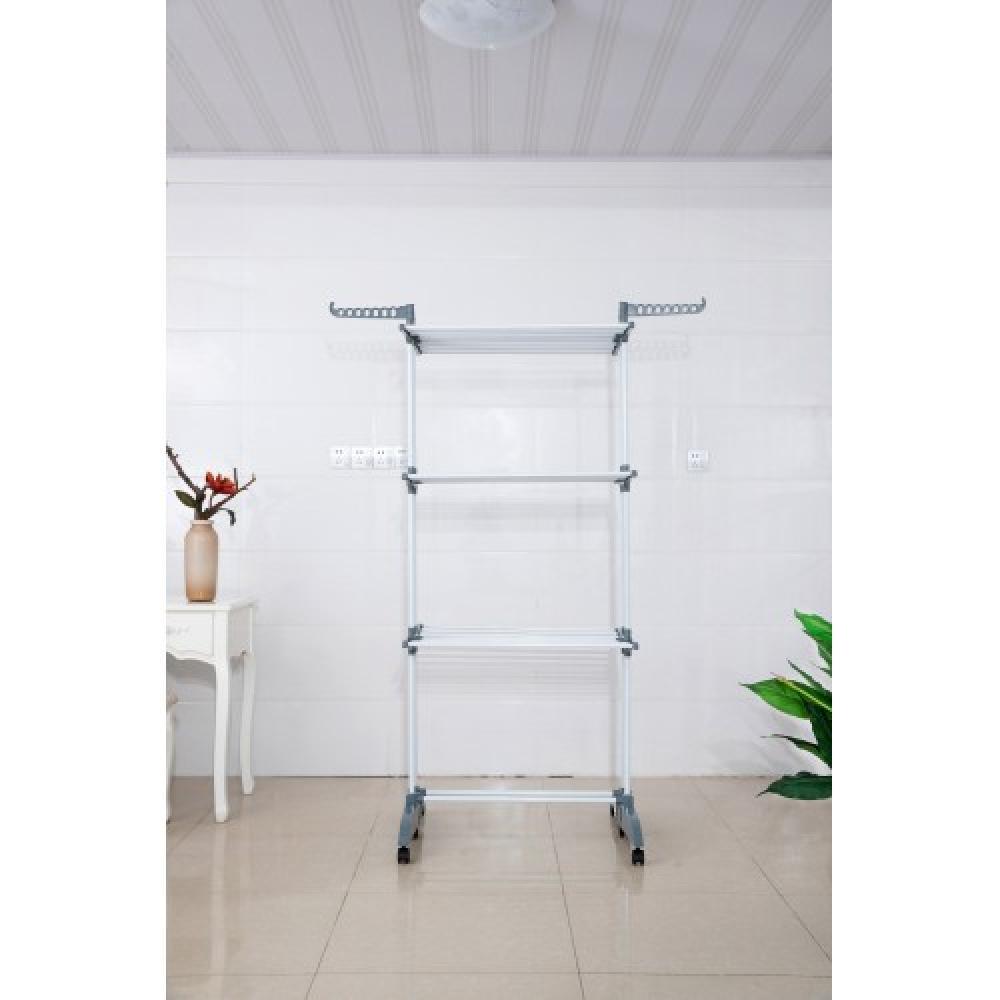 Сушилка-органайзер для белья Bonro B88 многоярусная раскладная на колесиках до 35 кг Серый (132-76-42400234) - фото 5