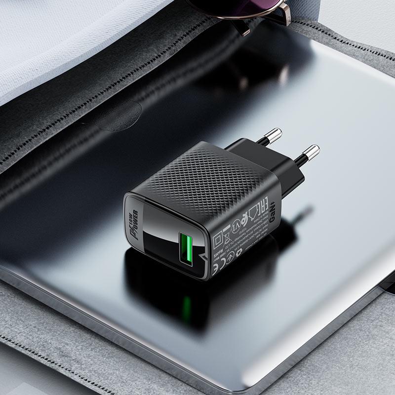 Зарядний пристрій для телефонів з кабелем Acefast A90 QC18W GaN single USB-A charger set P3 EU Black (24690) - фото 6 Зарядний пристрій для телефонів з кабелем Acefast A90 QC18W GaN single USB-A charger set P3 EU Black (24690) - фото 6