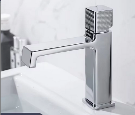 Змішувач дизайнерський для умивальника з латуні для раковини одноважільний Хром - фото 5