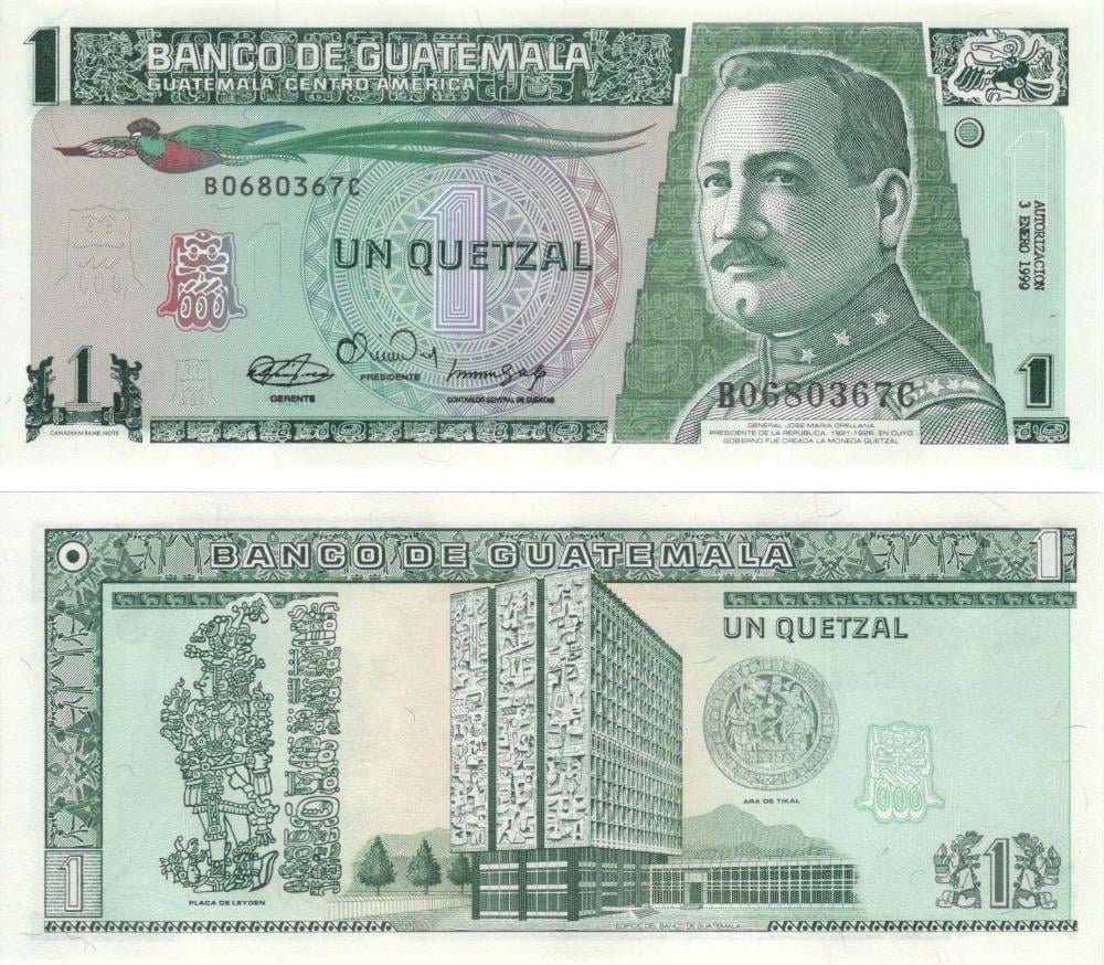 Коллекционная банкнота Гватемала 1 кетсаль 1990 UNC P73 (Б09217)