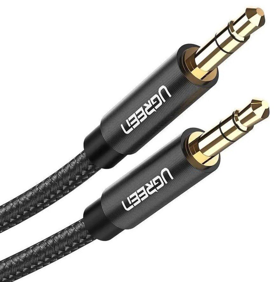 Аудиокабель UGREEN AV112 3,5 мм Male to 3,5 мм Male Cable Gold Plated Metal Case with Braid 100 см Black (602167)