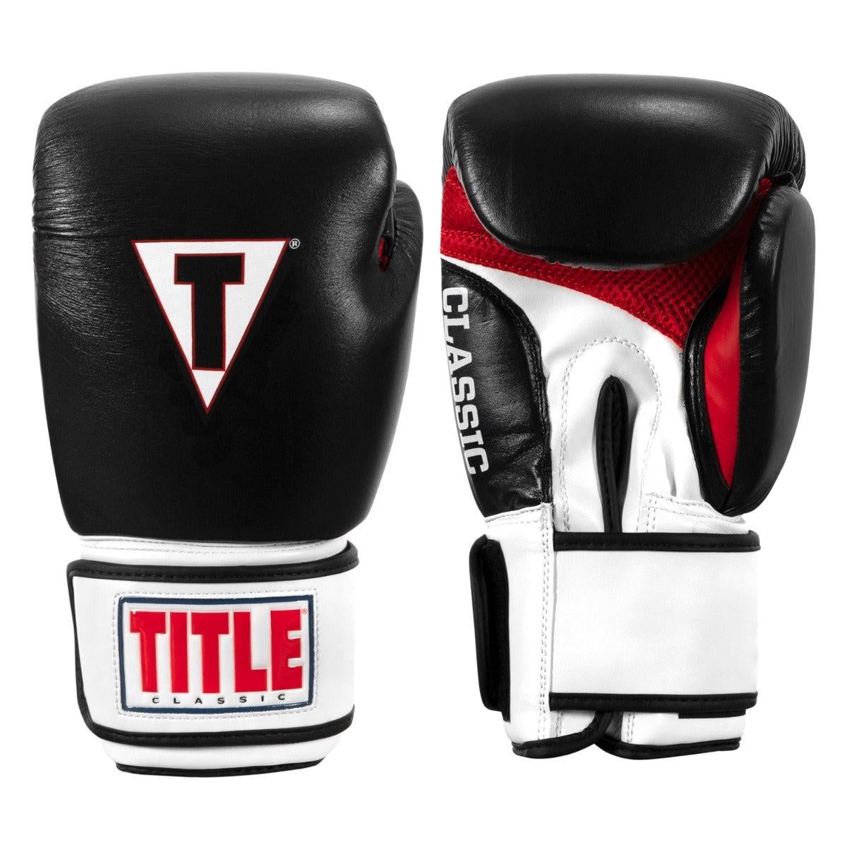 Боксерські рукавички TITLE Classic Leather 2.0 M 12 oz Black/White/Red (CSBGL2 M BK/WH/RD)