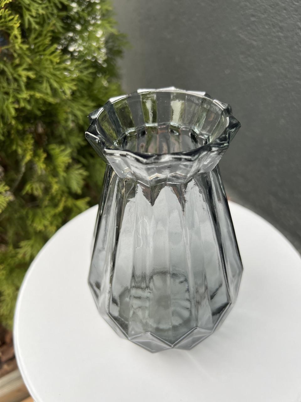 Ваза стеклянная Viva Jewel 18 см Серый (22600)