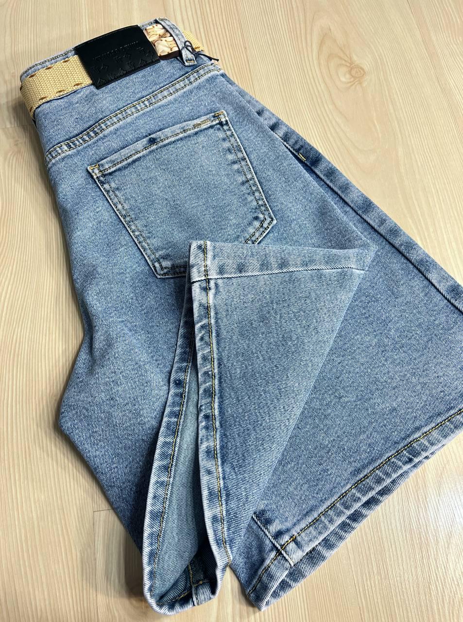 Шорты женские джинсовые Moss 513 бермуды с высокой посадкой и поясом-платком р. 32 Голубой (4170) - фото 10