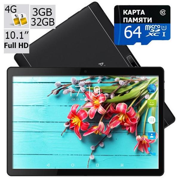 Планшет Adronix Планшет-телефон MT104 Matte Black 3GB/32GB LTE IPS 10/1" Full HD(LITE) + Карта памяти 64GB