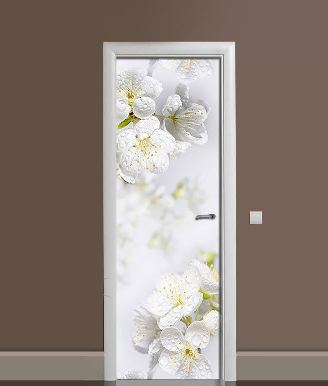 Наклейка 3D на двери Zatarga Цветы Вишни 650х2000 мм виниловая Белые (1267839554)