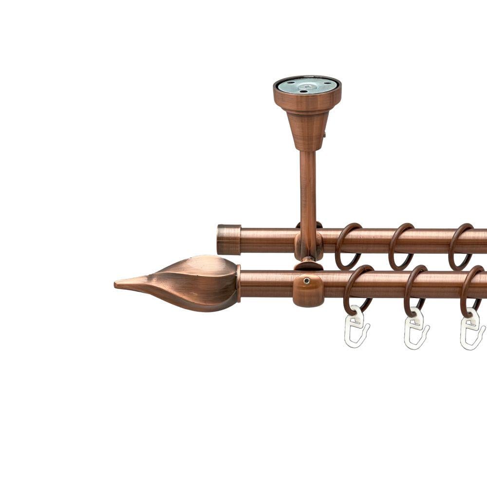 Карниз Orvit Твісто металевий дворядний відкритий до стелі гладка труба кільце металеве 16/16 мм 200 см Мідь (00-00020220)