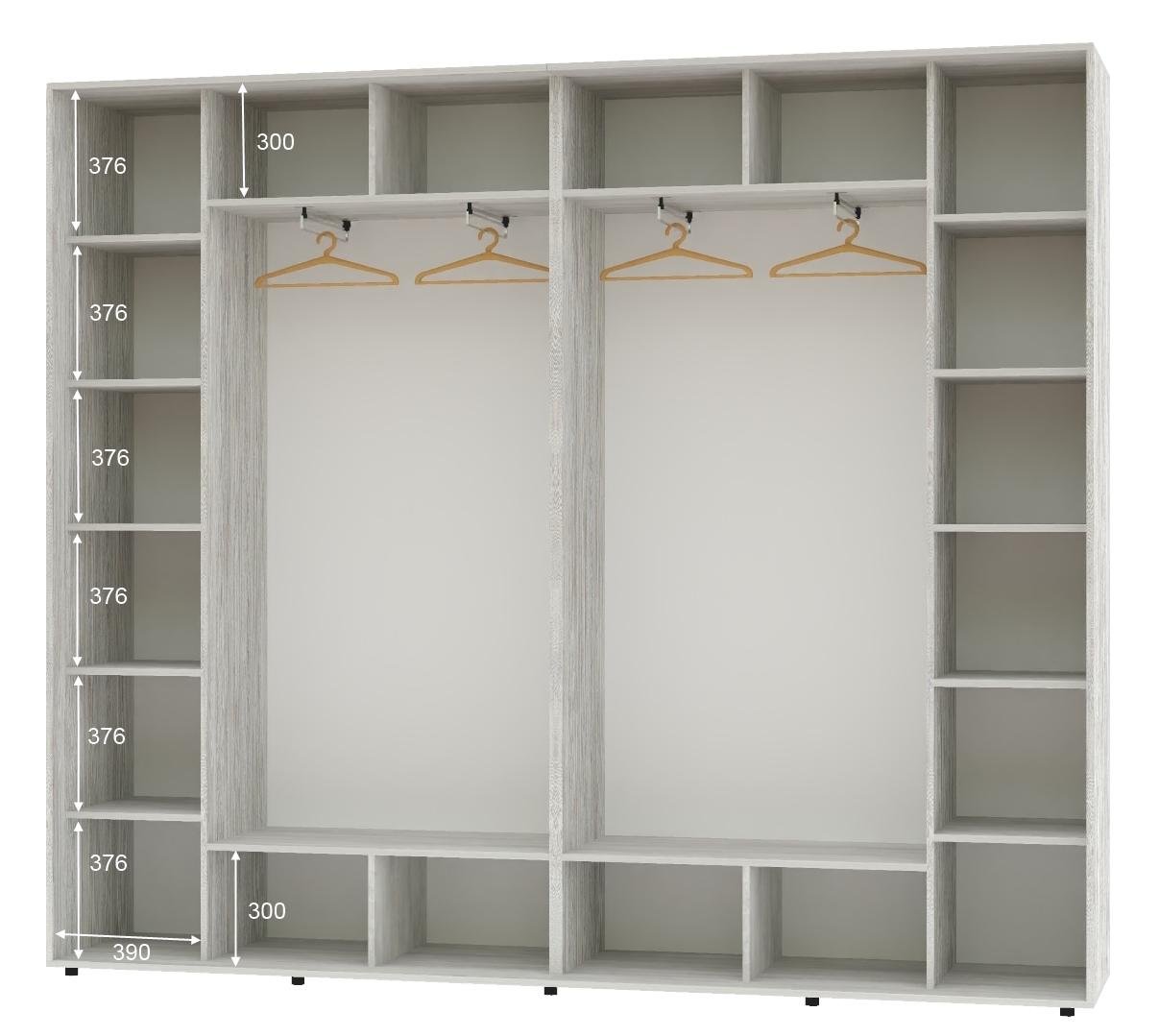 Шкаф-купе четырехдверный Алекса ДСП 310х45х250 см Сосна Натти (56839) - фото 2 Шкаф-купе четырехдверный Алекса ДСП 310х45х250 см Сосна Натти (56839) - фото 2