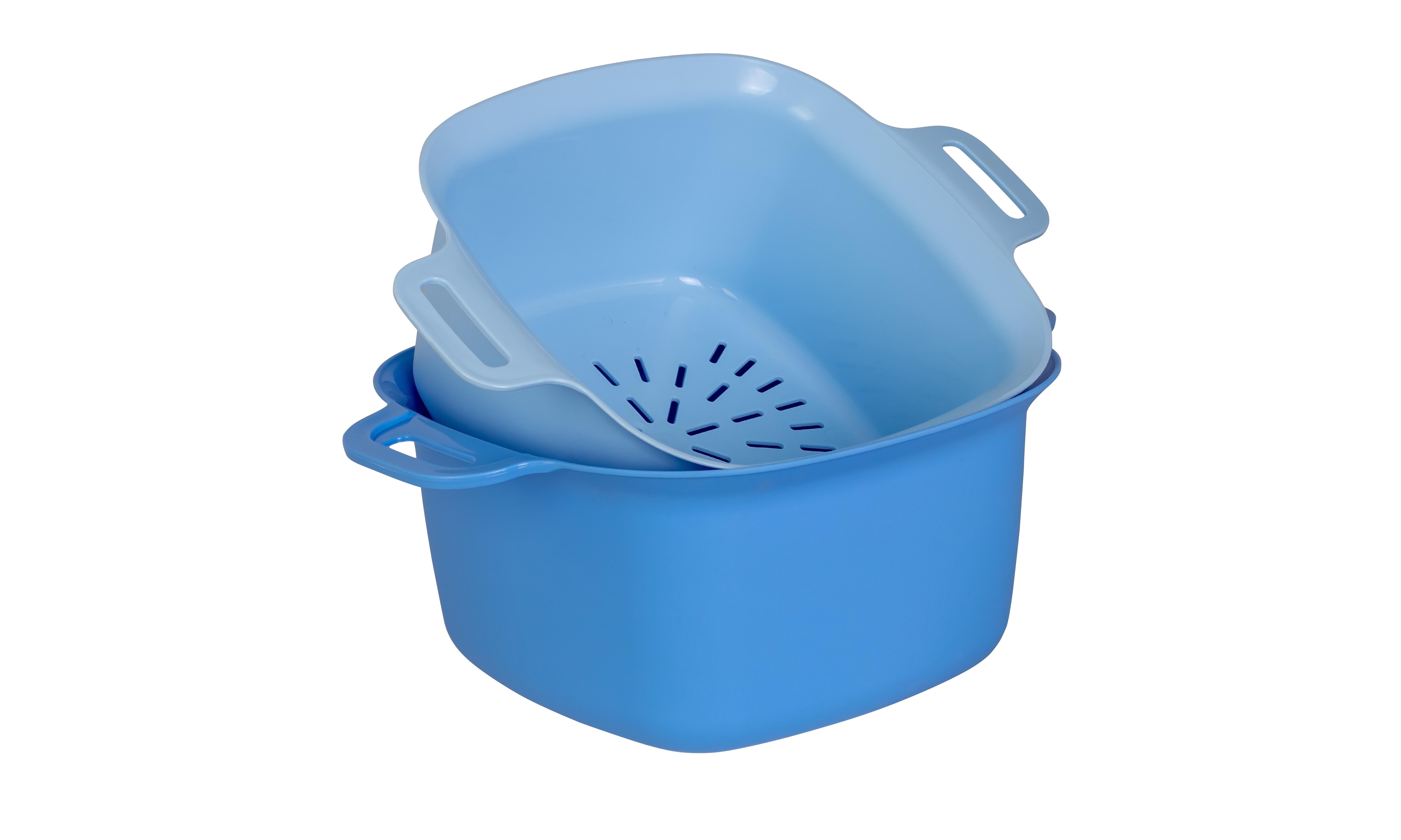 Миска квадратная c дуршлагом Ekodeo 3 л с ручками Голубой (P92217(18)BL)