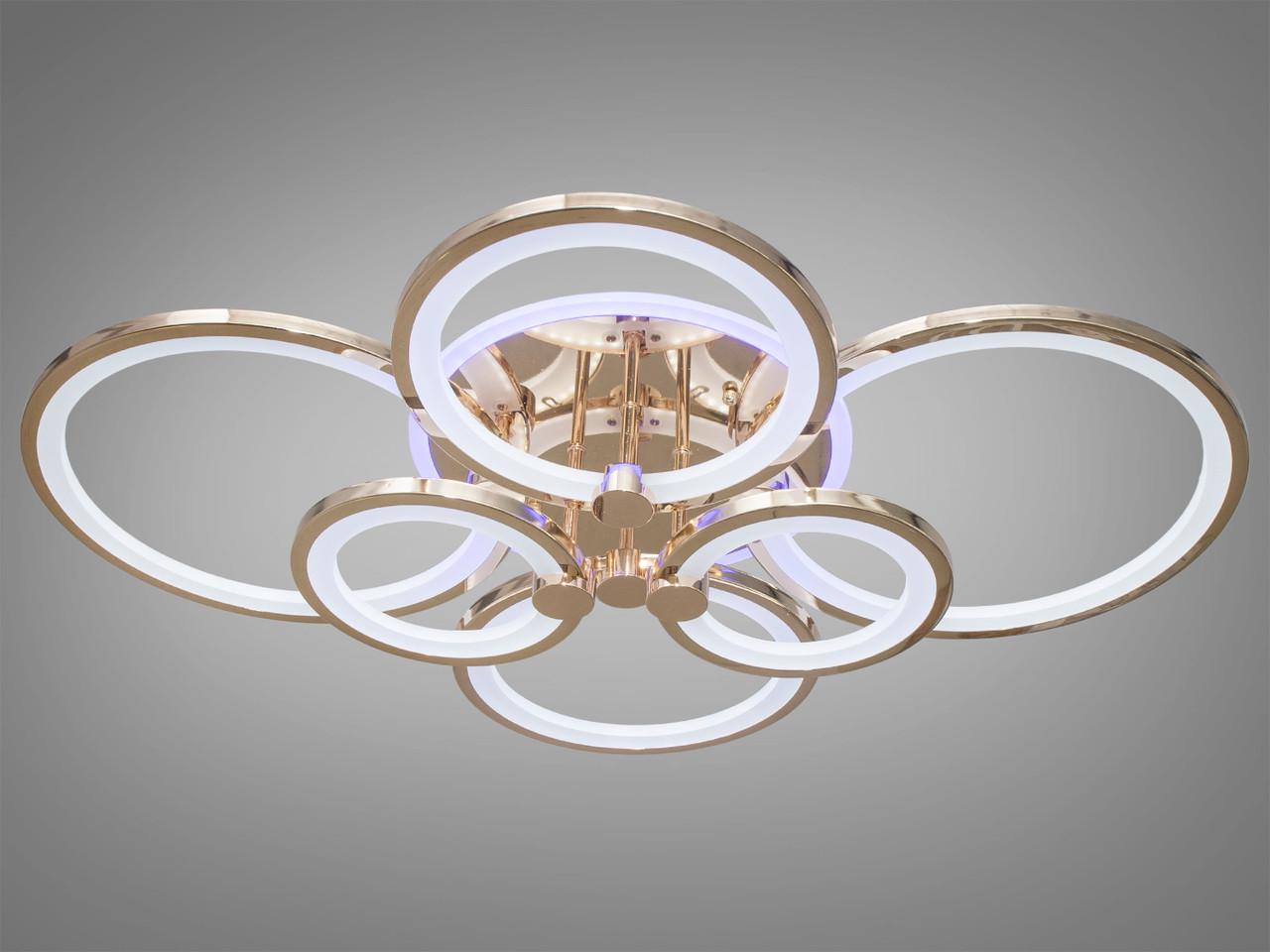 Люстра светодиодная в спальню с пультом 8022-6G-LS 135W на 19 м2 Золотой (1984255042) - фото 5