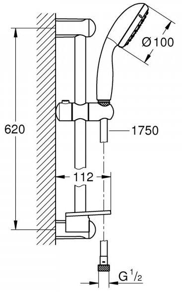 Душовий гарнітур Grohe New Tempesta Classic зі штангою 2 режими (27926001) - фото 2