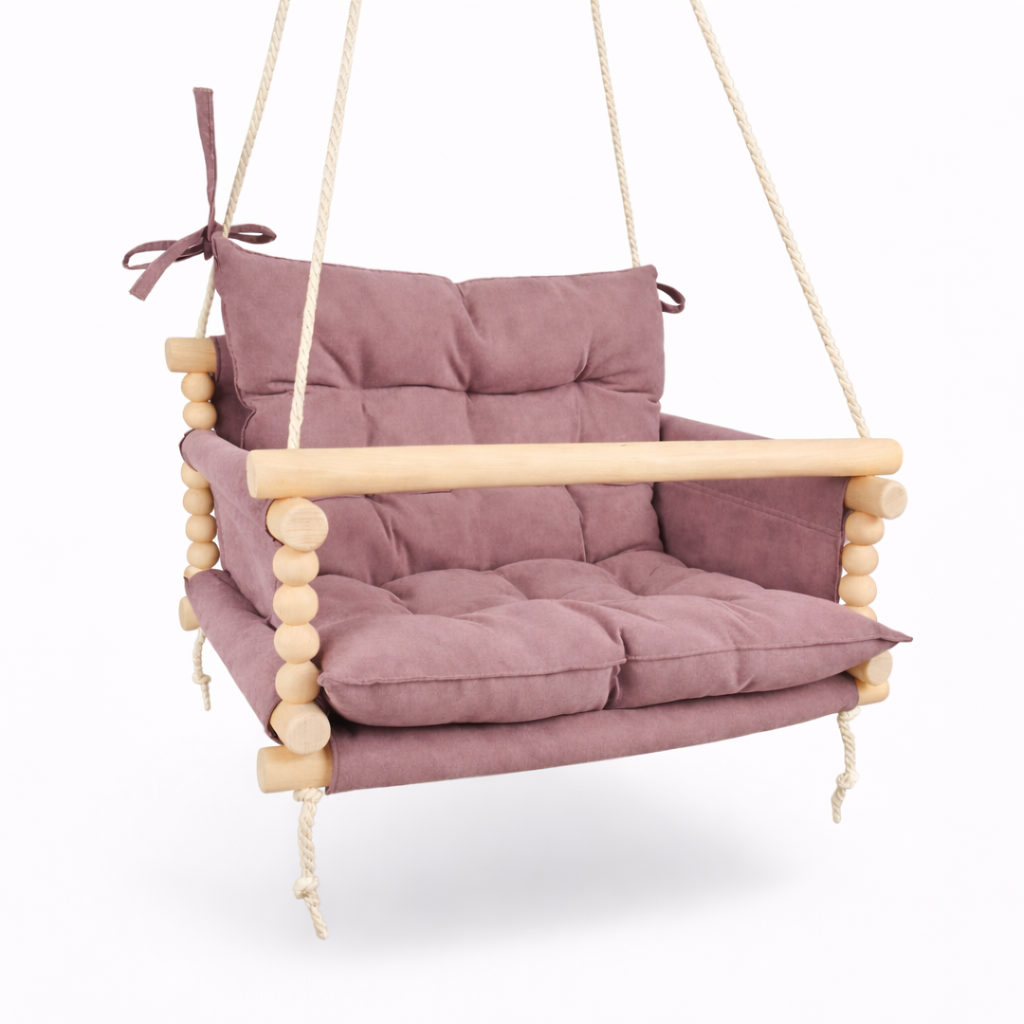 Дитяча гойдалка підвісна Джуніор мікровелюр Рожевий (gs-9115)