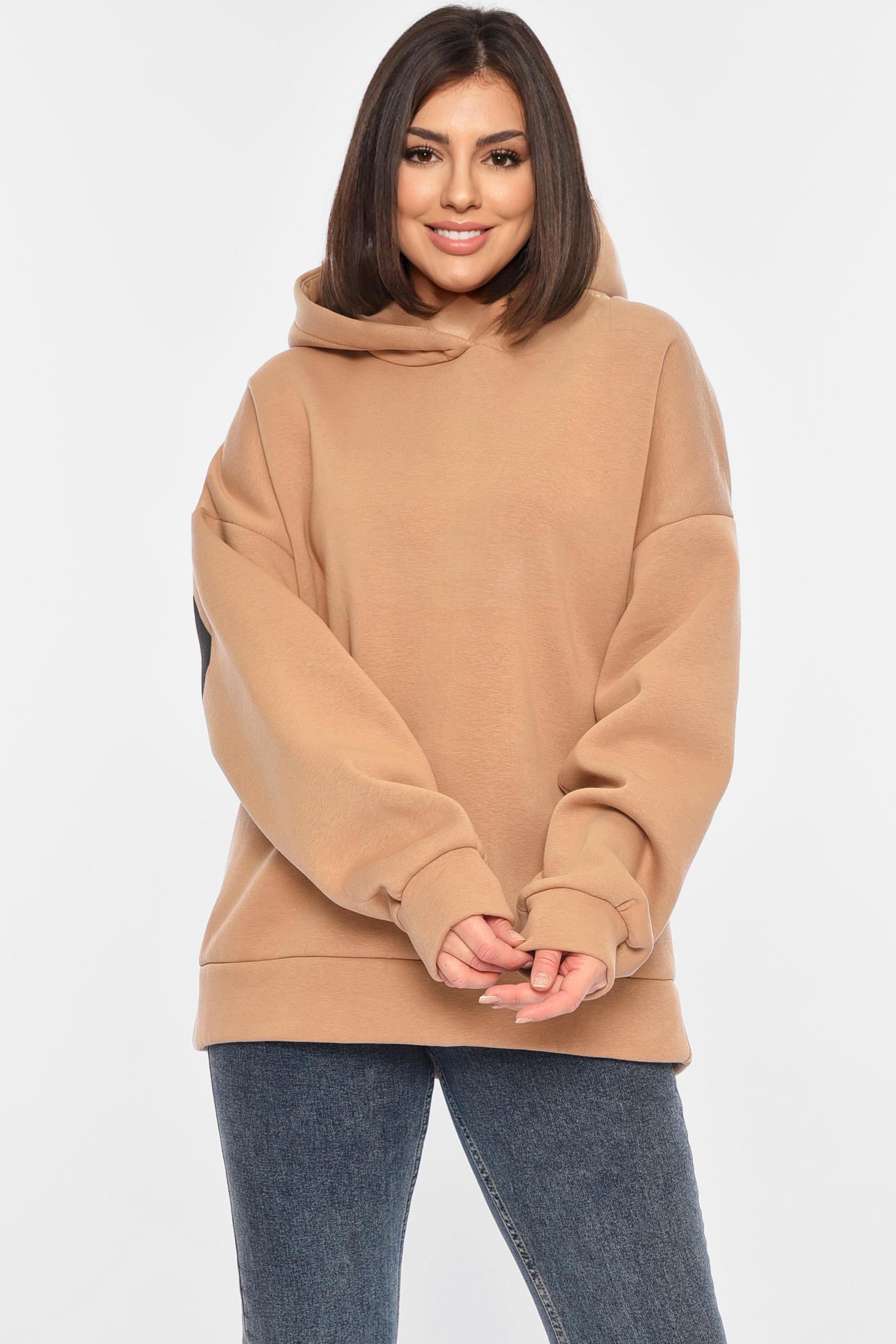 Худі жіноче на флісі M-L Бежевий (195875) - фото 2 Худі жіноче на флісі M-L Бежевий (195875) - фото 2