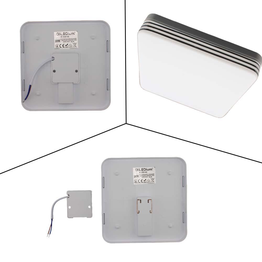 Світильник світлодіодний LEDium ICE 20W 1800Lm 5000k IP44 квадрат (17478) - фото 3 Світильник світлодіодний LEDium ICE 20W 1800Lm 5000k IP44 квадрат (17478) - фото 3