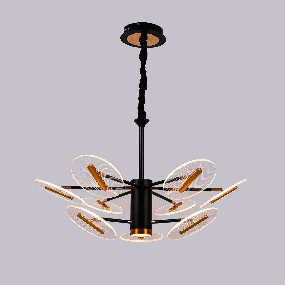 Люстра светодиодная Sirius на девять плафонов 80W 3000-6500К Черный (N 3713-B-6+3 (80W))