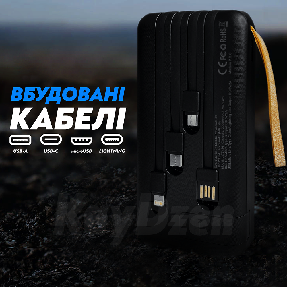 Повербанк Bestek BK77434 с быстрой зарядкой и солнечной панелью 3в1 20000 mAh QC 3,0 PD 22,5W (19426329) - фото 5