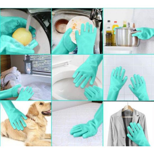 Перчатки силиконовые Magic Silicone Gloves Turquoise для быта/уборки/чистки/мытья посуды (14673353) - фото 2 Перчатки силиконовые Magic Silicone Gloves Turquoise для быта/уборки/чистки/мытья посуды (14673353) - фото 2