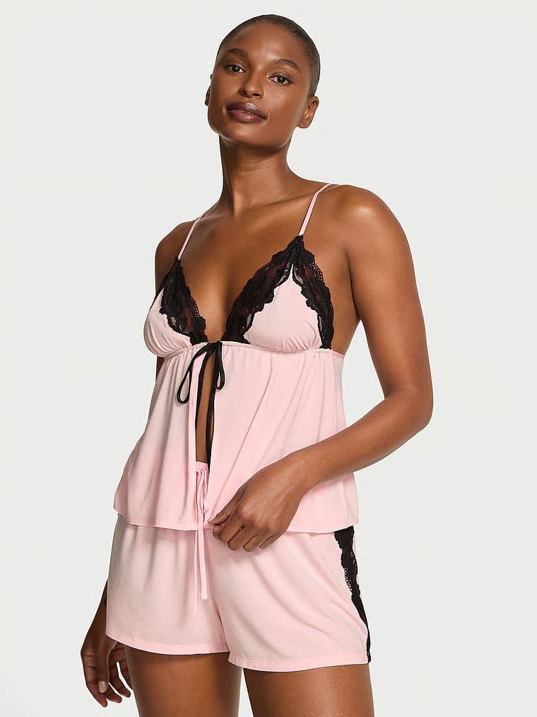 Пижама модал Victoria's Secret SoSoft Modal Lace-Trim Flyaway Cami Set Angel Pink S Розовый (27161207)