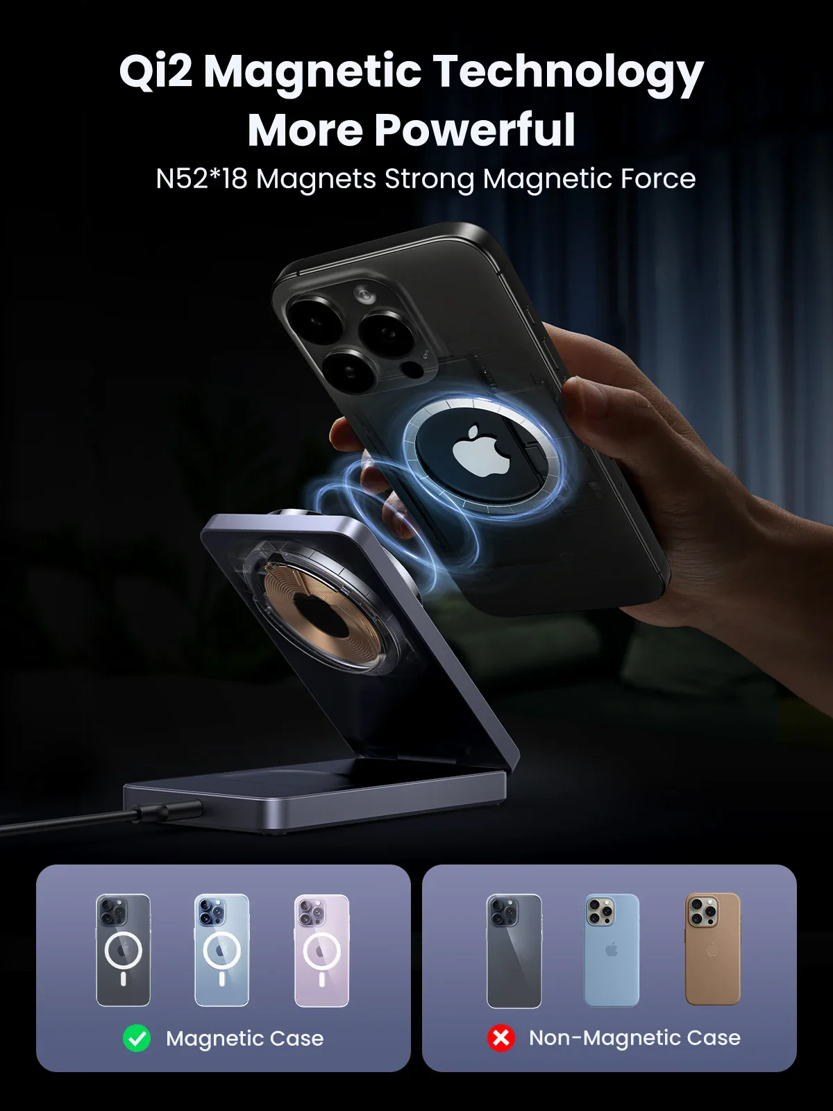 Зарядное устройство безпроводное UGREEN Qi2 W706 MagFlow 20W Grey (45023) - фото 7 Зарядное устройство безпроводное UGREEN Qi2 W706 MagFlow 20W Grey (45023) - фото 7